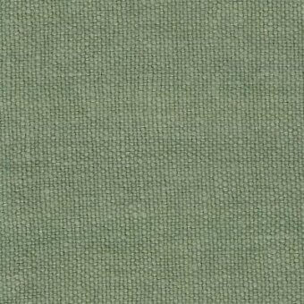Sage green fabric sample with dense weave, granular texture, and grid pattern; label reads "moroso capri col. 33 sage – q."